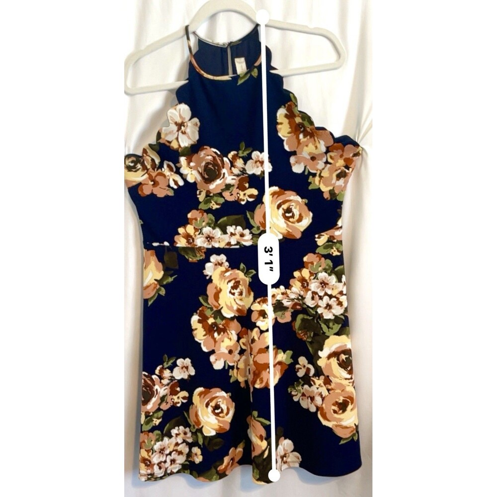 Altered State Dress Scalloped Navy Base With Floral Design Women’s Size Large - Picture 11 of 12